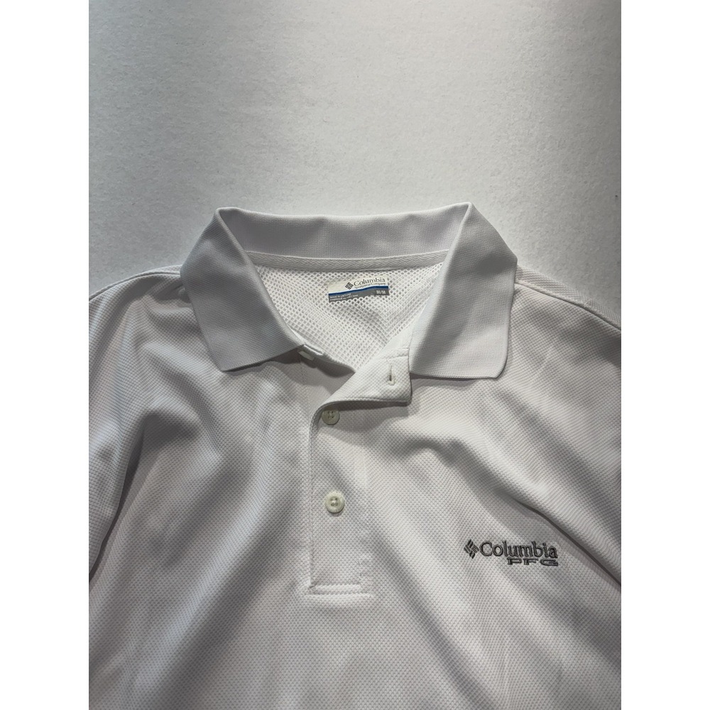 Columbia PFG Omni-Shade Polo Shirt Mens Medium White Fishing UV Protection - Picture 2 of 13